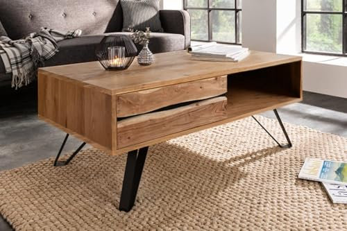 SITHEIM Couchtisch Living Edge Massiver Couchtisch 110cm Akazienholz Natur Finish