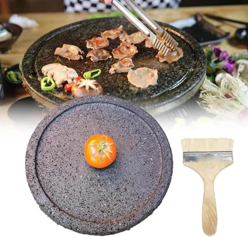 Grilling Stone for Oven and Barbecue Cooking - Lava Hot Stone for Meat, Fish, Vegetables, and Pizza - Tabletop Grill Cooking Stone