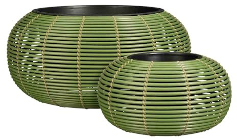 MICA Decorations Schale Cesena - 58x58x28 cm - Kunststoff - Grün - 2er Set
