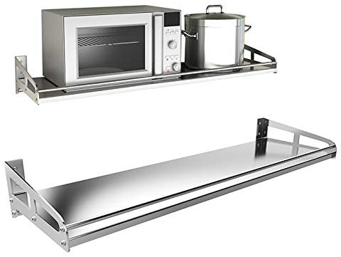 Soporte de acero inoxidable para microondas, estante de pared resistente para organización de armario de cocina