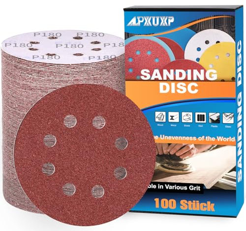 ALPXUXP Schleifpapier 125mm Klett Schleifscheiben 8 Loch Rund Schleifblätter Profi für Exzenterschleifer(Mit Körnung 40/60/80/120/180/240/320/400/600/800 x10)-100Stück