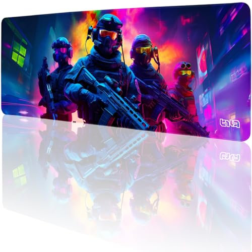 Tilt Schreibtischunterlage 80x30 cm Gaming Mauspad XXL | Rutschfester Mousepad Groß für Schreibtisch und PC Gadgets | Wasserdichter Desk Mat (Neon Squad)