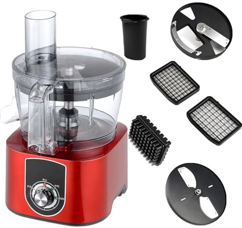 600W Commercial Food Processor, 7L Electric Vegetable Dicer with 2 Cutterheads,2 Speed Adjustment, Chopping Blending Kneading Grinding Whisking for Cheese Shredding, Meat Cutting, Chopping and Slicing
