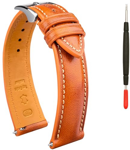 Gomvadr Quick Release Leder Uhrenarmband, Zwei-Ton Öl-gegerbtes Leder Uhrenarmbänder 18mm 19mm 20mm 21mm 22mm Ersatz Uhrenarmband für Männer Frauen