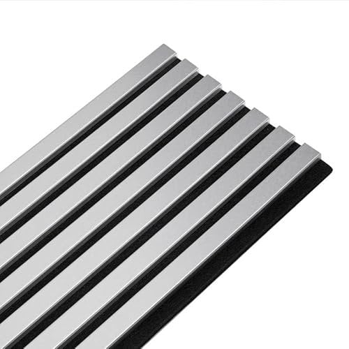 DECOON Panneau Mural Acoustique tasseaux Bois 250 x 30 x 1,9 cm - alu/Feutrine Noir - 0,75m²