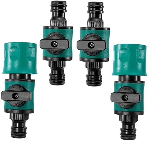 Jesustree Vanne de Raccordement de Tuyau d'arrosage, Raccord de Valve en Plastique, Valve d'arrêt Rapide pour Contrôle Pratique du Débit d'eau, Raccords de Valve d'arrêt d'eau pour 3/4 (Lot de 4)
