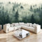 Fototapete 3D wald nebel grün Vlies Tapeten Wandtapete 300x210 cm Moderne Wanddeko Design Wand Dekoration Wohnzimmer Schlafzimmer