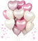 UDRKFOPK Herz Folienballon 12 Stück, 18 Zoll Rosa Weiß, Weiß Rosa Herzluftballons Hochzeit, Helium Herz Luftballon für Geburtstag, Valentinstag, Verlobung, Muttertag