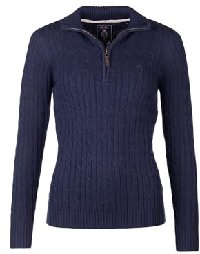 Rydale Ladies Quarter Zip Cable Knit Jumper Womens Chunky Knitted Sweater Long Sleeve Pullover Half Zip V Neck Jumpers