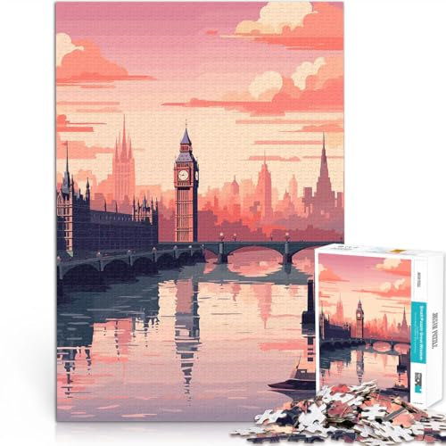 1000-Teile-Puzzle für Erwachsene Dekomprimierendes intellektuelles Lernspielzeug London City, Großbritannien Wanddekoration75x50cm