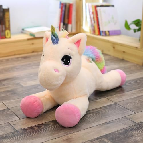 Xiyocadt Einhorn Kuscheltier Glänzende Mehrfarbig Regenbogen Engel Einhorn Pegasus Plüschtier, Stofftier Kuscheltier Süß Teenager Herz Puppe Geschenk, Kawaii Spielzeug für Kinder Mädchen (80cm,Mise)
