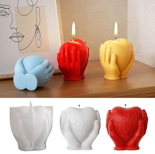 JVHLOV Herz Kerzenform Silikon, 3D Kerzenformen Gießformen für DIY Kerzen, Sojawachs, Bienenwachs, Epoxidharz, Schokolade, Aromatherapie – Silikonformen für Valentinstag, Muttertag, Geburtstag