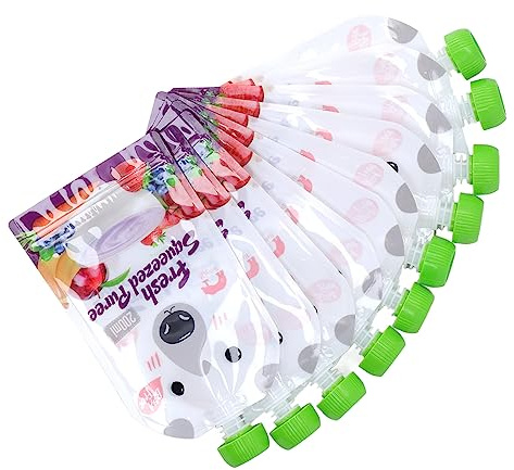 Yosoo Health Gear 10 Stück Wiederverwendbare Lebensmittelbeutel, 200 Ml, Nachfüllbar, Tragbar, Quetsch-Aufbewahrungsbeutel für Babys, Beutel mit Apfelmus, Joghurt, Fruchtpüree, Smoothie-Packung