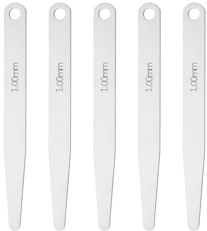 sourcing map 5pcs Metric Thickness Feeler Gauge 1mm Single Blade Oval Feeler Gauge 3CR-13 Stainless Steel Gap Measuring Tool for Repair Valve Guitar Spark Plug
