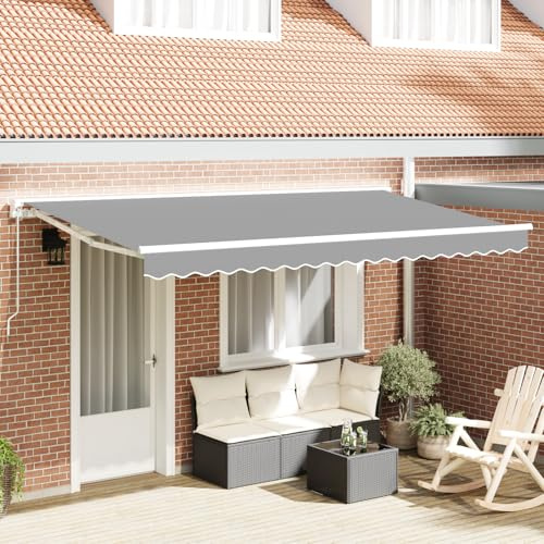 Manuelle Halb-Kassetten-Markise Ausziehbar Metallrahmen Weiß 4-teilig mit Wasserfestem Aluminium und Verstellbarem Schatten für Terrasse Balkon