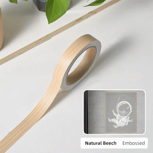 20mm x 10m, Self-Adhesive Wood Effect Edge Trim - No Iron Needed, Easy Peel & Stick for Furniture, Shelves, Cabinet & Plywood Edges(Natural Beech)