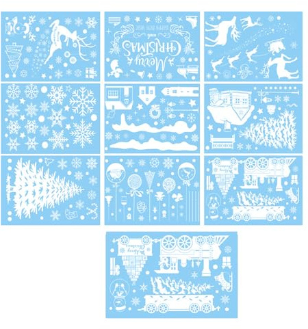 CYDZSRA Calcomanía navideña removible para ventana, lindo reno y Papá Noel, no se necesita pegamento, se quita libremente desee. PVC 236pzs Navidad