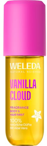 WELEDA Fragrance Body Hair Mist 95ml Vanilla Cloud vegan Bio Körperspray | Naturkosmetik Bodyspray Vanille Toffee Zucker Duft erfrischt Haut Haare Körperspray Bio-zertifiziert vegan Cloud Vanilla Mist