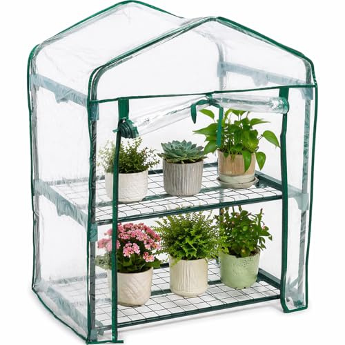 Heresell - Serra da giardino a piano, in PVC, calda copertura da giardino, per serra a 2 livelli, senza telaio in ferro
