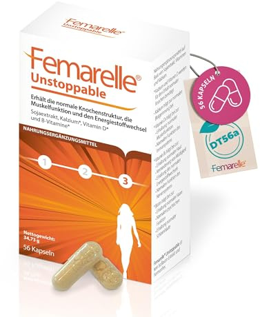 Femarelle Unstoppable für Frauen Knochen Muskeln 56 Kapseln | Hormonfreies Nahrungsergänzungsmittel, DT56a, Calcium, Vitamin D und Vitamin B2, 28-Tage-Packung