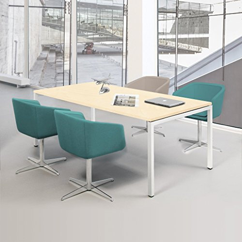 Weber Büroleben GmbH NOVA Besprechungstisch 160x80cm Ahorn 4-6 Pers. Konferenztisch Meetingtisch, Gestellfarbe:Weiß