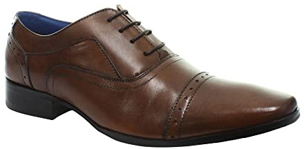 Roamers JONTY Mens Leather Oxford Semi Brogues Burnished Tan