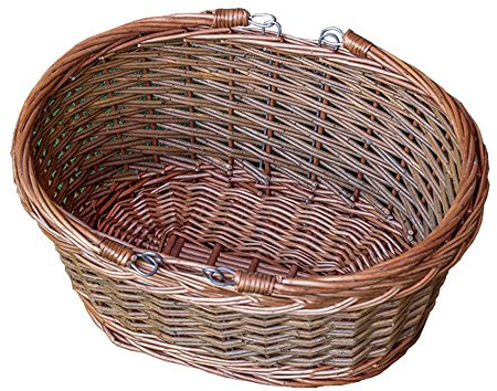 Red Hamper Oval Wicker Swing Handle Shopping Basket, Brown, 18 x 40 x 34 cm