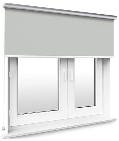 Light Grey Thermal Blackout Window Roller Blind Available in 16 Width Sizes, 110cm wide (+ 4.5cm fittings)