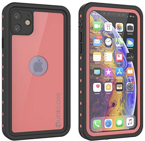 PunkCase iPhone 11 Waterproof Case, [StudStar Series] [Slim Fit] [IP68 Certified] [Shockproof] [Dirtproof] [Snowproof] 360 Full Body Armor Cover Compatible With Apple iPhone 11 [Pink]
