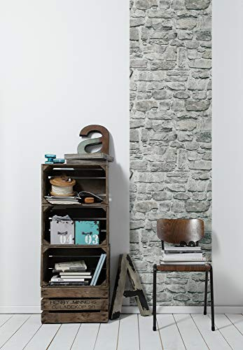 A.S. Création papier peint - tapisserie papier peint en pierre en gris et blanc - papier peint pour différentes pièces - papier peint adhésif murale en 2,50 m x 0,52 m