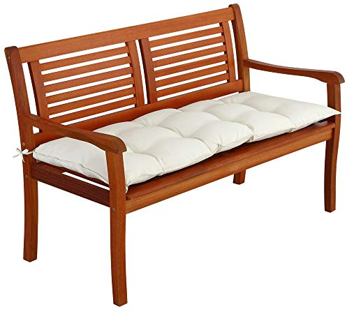 Detex Cojín para Banco de jardín Crema 110x45x8cm Almohadilla para sillón Doble Viscoelástico Hidrófugo