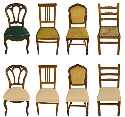 Banzaii Housse de Coussins Chaise Extensible sans Dossier - Housses de siège de Chaise pour Bureau, Cuisine, Salle à Manger, Chambre, hôtel ou Restaurant - 6 pièces Made in Italy Lait