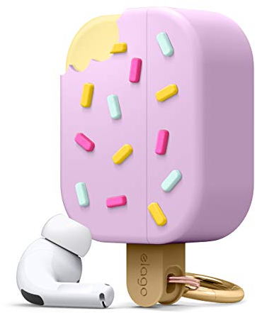 elago Ice Cream Case mit Karabiner Kompatibel mit AirPods Pro Hülle, Silikonhülle im 3D EIS-Design, Süße Schutzhülle (Blaubeere)