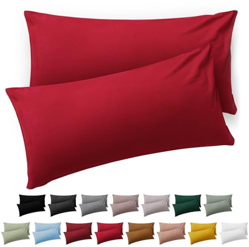 Blumtal Kissenbezug 40 x 60, 2 Stück - Oeko-TEX zert. Kissenbezüge 100% Mikrofaser in extra weich & waschmaschinenfest - Bezug Kissen 40x60 Rot