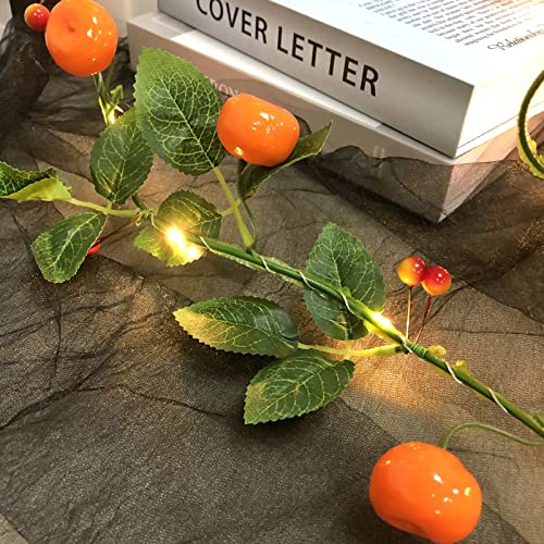 Riaxuebiy 2m Künstliche Mandarine Lichterketten 20 LED Obstreben Feenlampe Batterie Angetrieben für Weihnachten Urlaub Party Dekoration (Mandarinen, 1 Satz)
