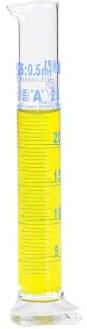 ISOLAB Messzylinder, 25 ml, Klasse A, hohe Form, Borosilikatglas 3.3, konformitätsbescheinigt, blau graduiert, 2er-Pack
