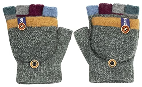 Aohhy Fingerhandschuh Herbst und Winter Kleinkind Warme Handschuhe Fünf Finger Fäustlinge verdicken Patchwork Unisex Fahrradhandschuhe Winterhandschuhe 2-4 Jahre alt, grau