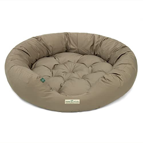 HOUND & NATURE Öko Hundebett St. Moritz - rund, kuschelig und waschbar, Donut Hundekorb für sehr große Hunde (XL - 122x115 cm - Taupe)