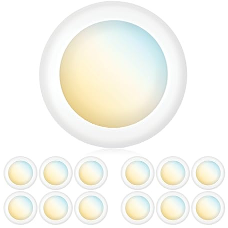 PARMIDA (12 Pack) 5/6 Inch Dimmable 3CCT LED Disk Lights, 15W Surface Mount Recessed Ceiling Disc Lighting, 3 Color Selectable 3000K/4000K/5000K, 1050lm, J-Box Or Recessed Can Installation, UL-Listed