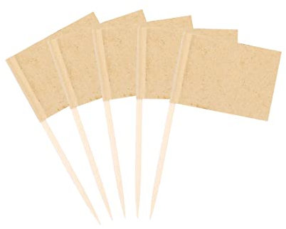 100 Pieces Blank Toothpick Flags Cheese Markers Food Labels for Party Buffet Cheese Labels for Charcuterie Board Cocktail Picks for Appetizers (Kraft)
