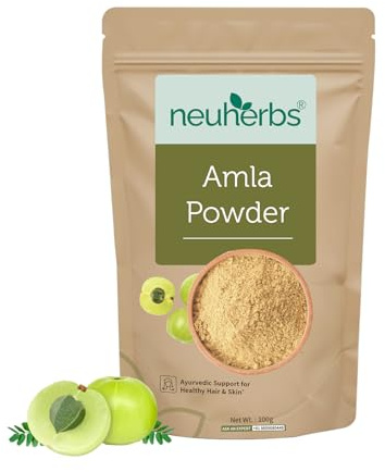 Neuherbs Amla Pulver 100g | Indisches Stachelbeerpulver für Haarwachstum, strahlende Haut & tägliches Wellness | Reich an Antioxidantien | 100% rein & natürlich