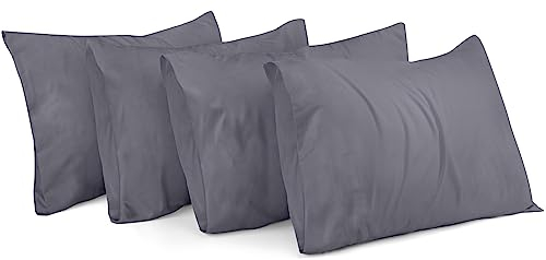 Utopia Bedding - Kissenbezug 30x50 4er Set - Kopfkissenbezug 30 x 50 aus 100% gebürsteter Mikrofaser mit Umschlagverschluss - Falten-, verblassen- und schmutzabweisende Kissenbezüge 30x50 - Grau