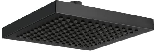 Delta Faucet 52841-BL - Cabezal de ducha de lluvia de un solo rociado, negro, cuadrado negro, lluvia negra mate, ducha Delta Rain de metal, negro mate
