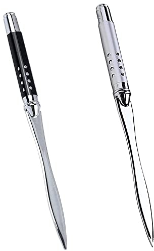 Brieföffner, 2 Stück letter opener Brieföffner mit Metallgriff, elegantes und edles Design, Umschlagmesser Bequem zu halten und den Spaß am Papierschneiden zu genießen (Silber Schwarz)