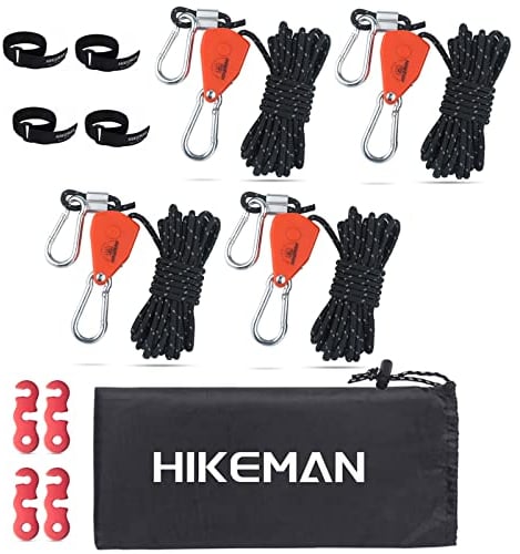 4mm Reflektierend Abspannseile Seil - 4M Leichte Abspannleine Zeltschnur mit Spanner Einsteller für Zelt Zeltplane Camping (4PCS-Schwarz)