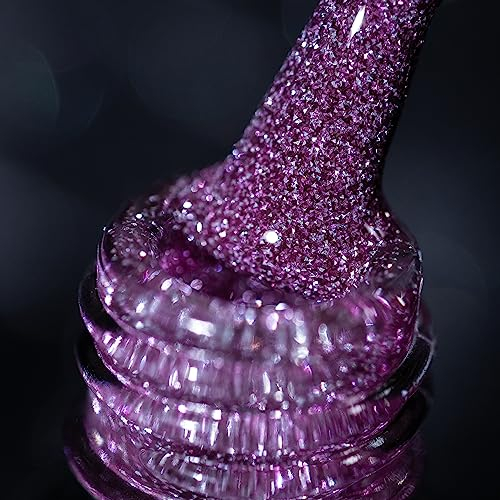 BURANO Reflektierender UV-Nagellack 7.3ml, Diamond Nail Glitter Polish, Sparkly Sommer Herbst Farbe, Holografischer Glitter (Light Purple SZ6)