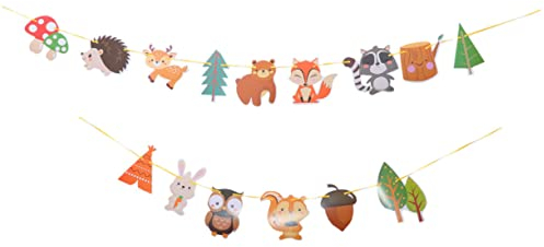 Gogogmee 15stücke Tierbanner Mit Waldtier-design Bunte Wimpelkette Aus Papier Für Kinderpartys Zum Aufhängen Wand Babyzimmer Als Geburtstagsparty-dekoration Oder Raumdeko