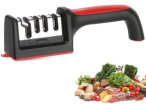 LWMTT Manuelle Messerschärfer,4 in 1 Messerschleifer, 4 Stufen Küchenmesserschärfer, für Restaurieren, Reparieren, Polieren von Kochmesser, Küchenmesser, Messer und Scheren Küche