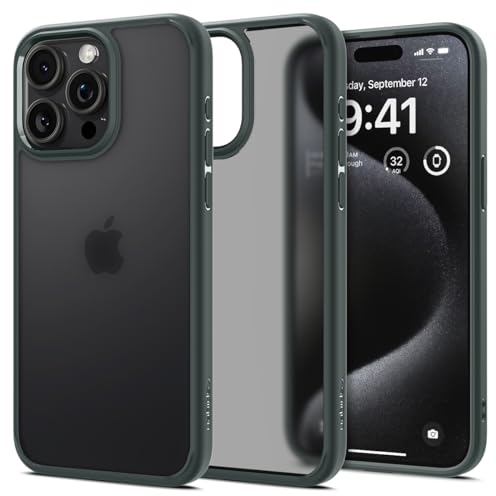 Spigen für iPhone 15 Pro Max Ultra Hybrid Hülle [Anti-Yellowing] Case Handyhülle Schutzhülle Cover Transparent Durchsichtig Dünn Slim -Frost Green