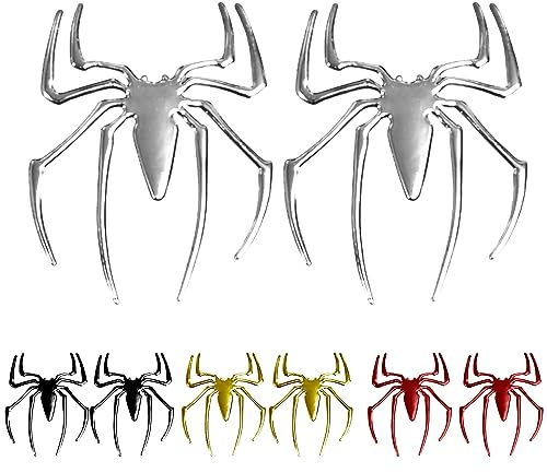 2 Stück Autoaufkleber Spinne Spider Bad Full 3D Emblem Aufkleber Auto Sticker (Silber)
